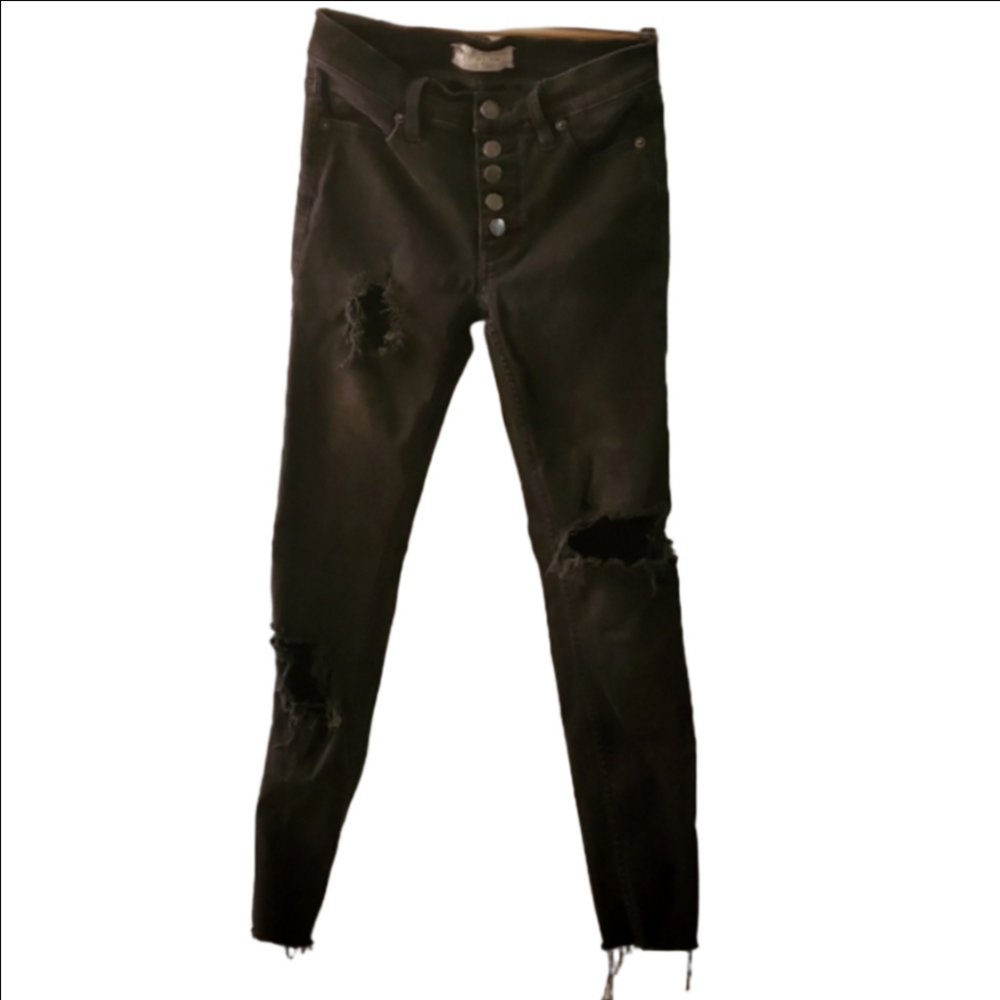 Free People High Waisted Ripped Skinny Jeans